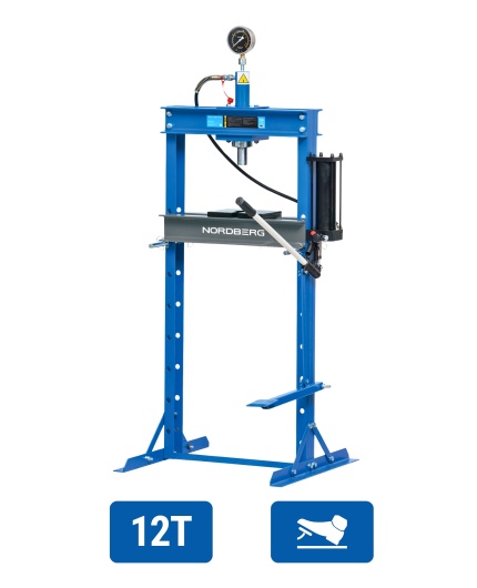 12 TON Hydraulic Shop Press, foot drive NORDBERG N3612F