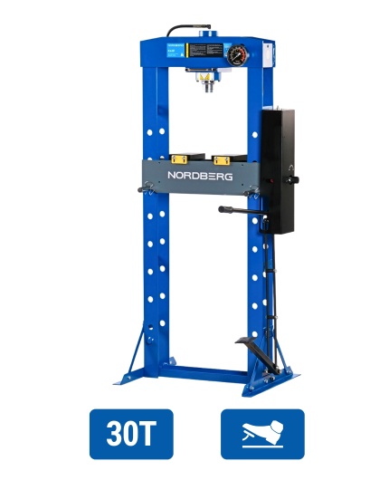 30 TON Hydraulic Shop Press, foot drive NORDBERG N3630F
