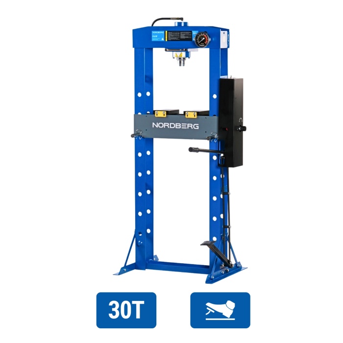 30 TON Hydraulic Shop Press, foot drive NORDBERG N3630F - Image 1
