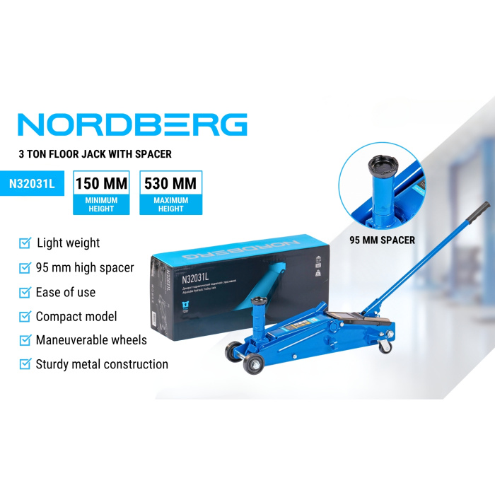 3 ton Floor jack with spacer NORDBERG N32031L - Image 12